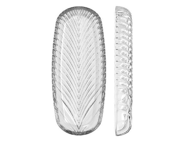 Блюдо скляне рельєфне ECOMO OVAL-L прозоре 18,5 см Аврора ціна
