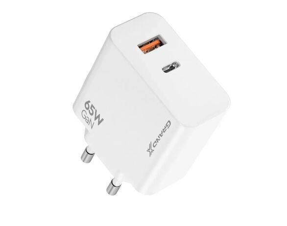 Адаптер зарядний мережевий Grand-X CH-960W USB-А+Type-C білий Аврора картинка 3 фото