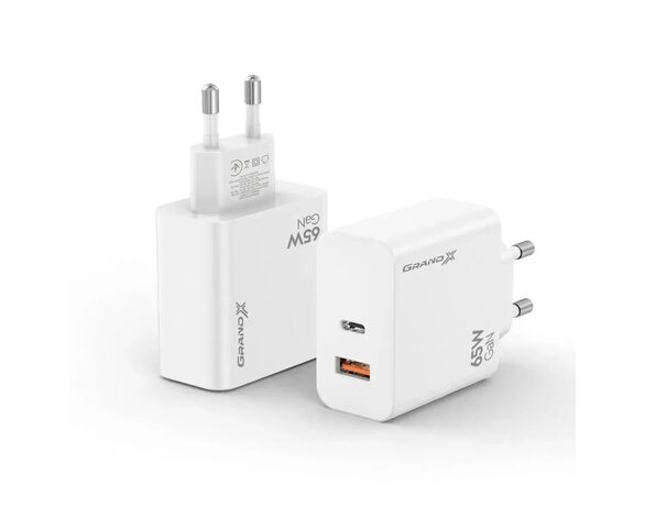 Адаптер зарядний мережевий Grand-X CH-960W USB-А+Type-C білий картинка 4 в інтернет-магазині Аврора