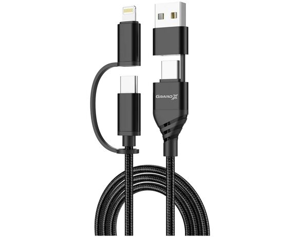 Кабель USB,Type-C 4в1 Grand-X PX-41B чорний 1 м Аврора картинка 2 каталог