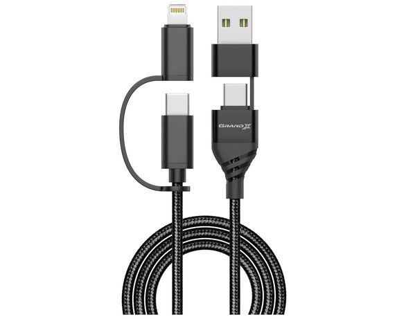 Кабель USB,Type-C 4в1 Grand-X PX-41B чорний 1 м картинка 3 в Аврорі