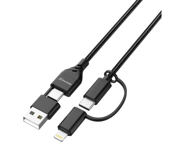 Кабель USB,Type-C 4в1 Grand-X PX-41B чорний 1 м Аврора картинка 4 недорого