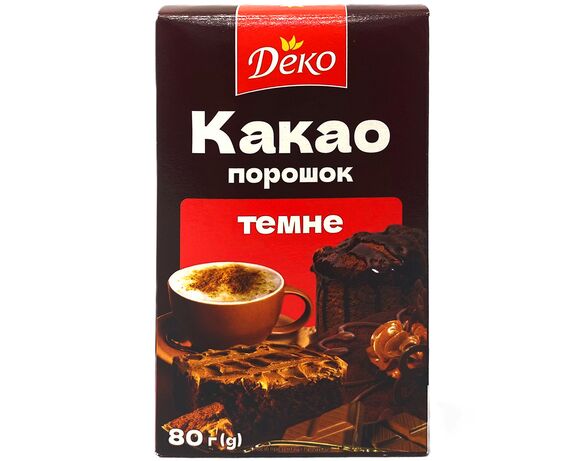 Какао-порошок ДЕКО темне 80 г Аврора вартість