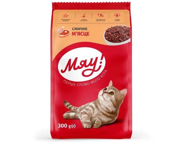 Корм для котів Мяу з м'ясом 300 г Аврора дешево