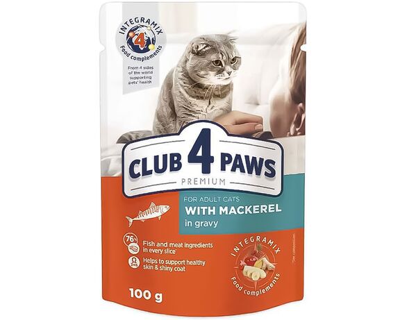 Корм для котів Club 4 Paws Premium Макрель пауч 100 г Аврора вартість