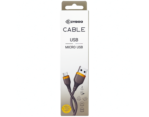 Кабель USB-microUSB Cyboo силіконове покриття сірий Аврора картинка 2 каталог