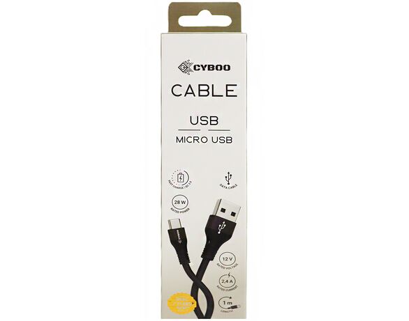 Кабель USB-microUSB Сyboo чорний/білий Аврора дешево