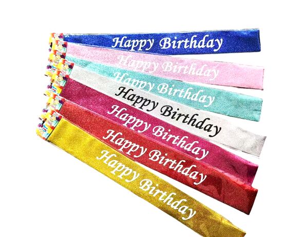Стрічка через плече Нappy Birthday з блискітками картинка 3 в Аврорі