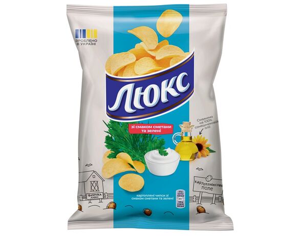 Чипси картопляні Люкс зі смаком сметани та зелені 105 г Аврора каталог