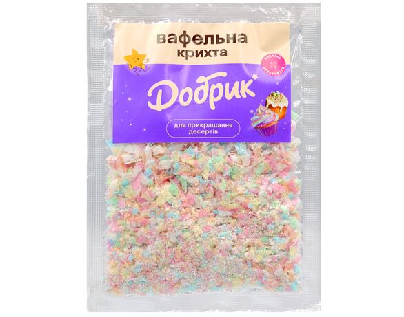 Декор кондитерський Добрик Вафельна крихта кольорова 9 г Аврора вартість