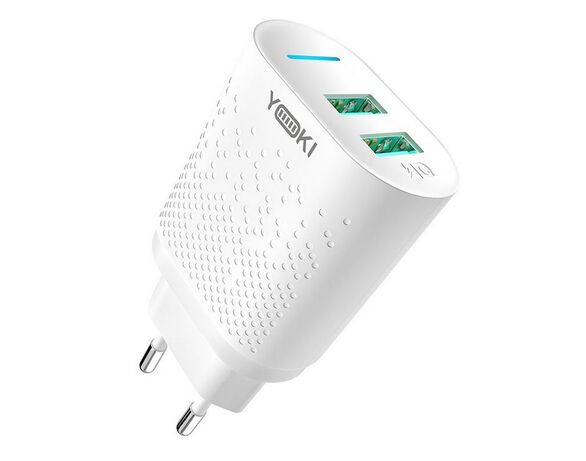 Адаптер зарядний мережевий Yoki Led Series YK-2.4Dual 2USB білий Аврора ціна