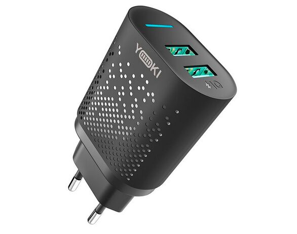 Адаптер зарядний мережевий Yoki Led Series YK-2.4Dual 2USB чорний Аврора недорого