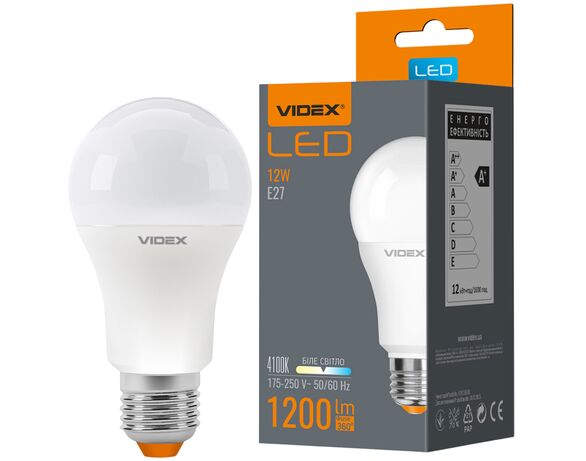 Лампа Videx A60e 12W E27 4100K 220V Аврора вартість