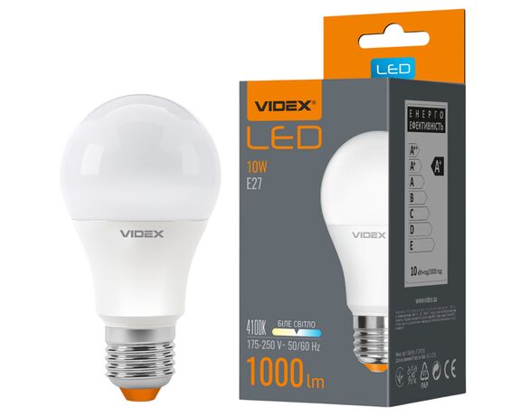 Лампа Videx A60e 10W E27 4100K 220V Аврора дешево