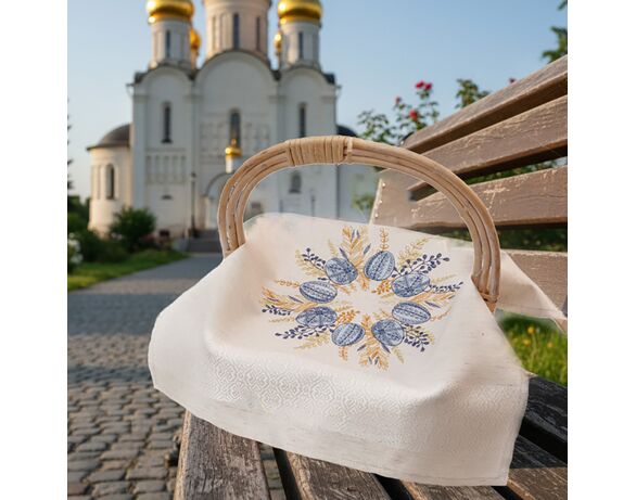 Серветка кухонна бавовняна Пасхальна 42х42 см Аврора картинка 6 з доставкою