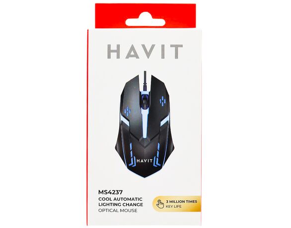 Миша комп'ютерна дротова HAVIT MS4237 USB чорна картинка 9 в інтернет-магазині Аврора