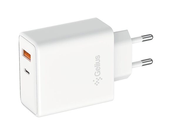Адаптер зарядний мережевий Gelius Ampix GP-HC070 USB+Type-C білий Аврора картинка 2 вартість