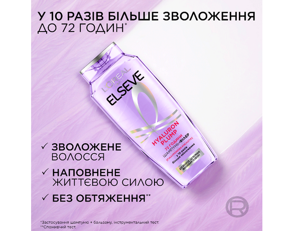 Шампунь-філер для зволоження волося LOREAL ELSEVE Hyaluron 400 мл картинка 6 в Аврорі
