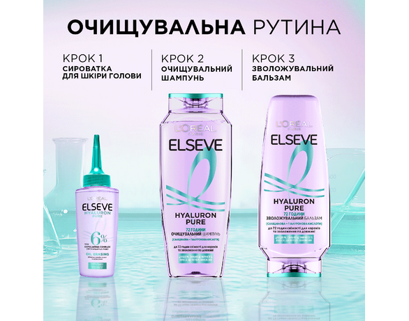 Шампунь для жирного волосся Loreal Elseve Hyaluron Pure 400 мл Аврора картинка 8 фото