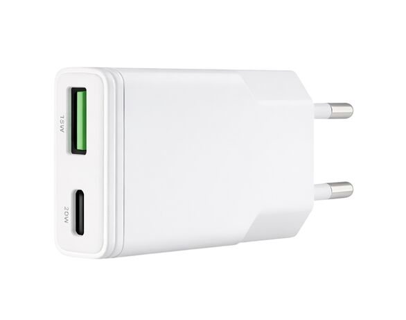 Адаптер зарядний мережевий Type-C + USB Аврора картинка 3 дешево