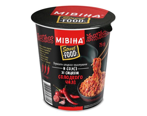 Вермішель швидкого приготування гостра Мівіна Street Food Солодке чилі 75 г Аврора каталог