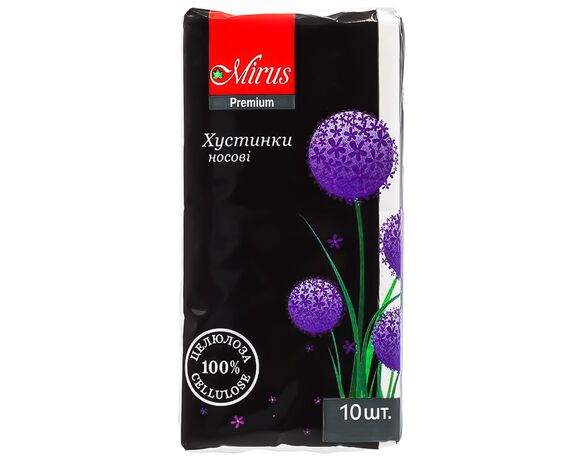 Хустинки носові паперові Mirus Premium 3 шари 10 шт/уп. Аврора купити