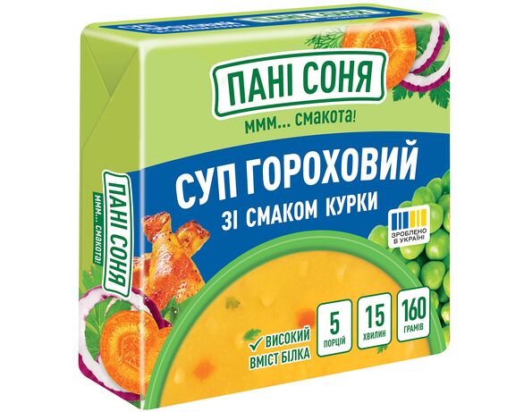 Суп гороховий Пані Соня зі смаком курки 160 г Аврора з доставкою