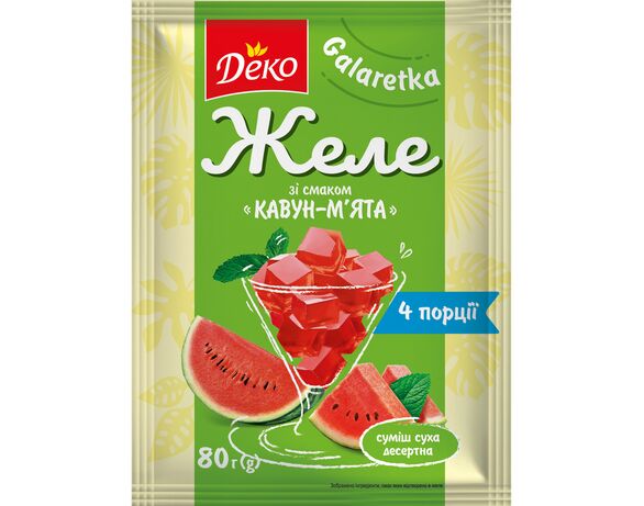 Желе Деко зі смаком Кавун&М'ята 80 г Аврора ціна