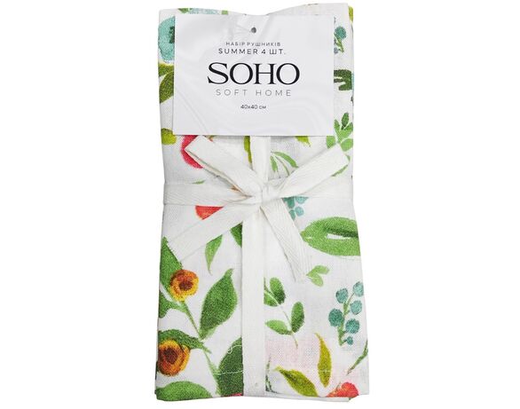 Набір рушників кухонних бавовна SOHO мікс 170 г/м2 40х40 см 4 шт/уп Аврора фото