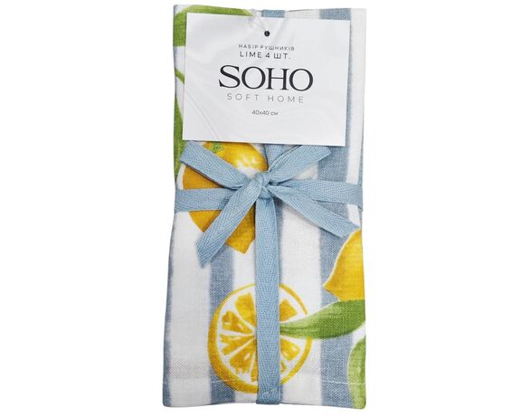 Набір рушників кухонних бавовна SOHO мікс 170 г/м2 40х40 см 4 шт/уп Аврора картинка 2 з доставкою
