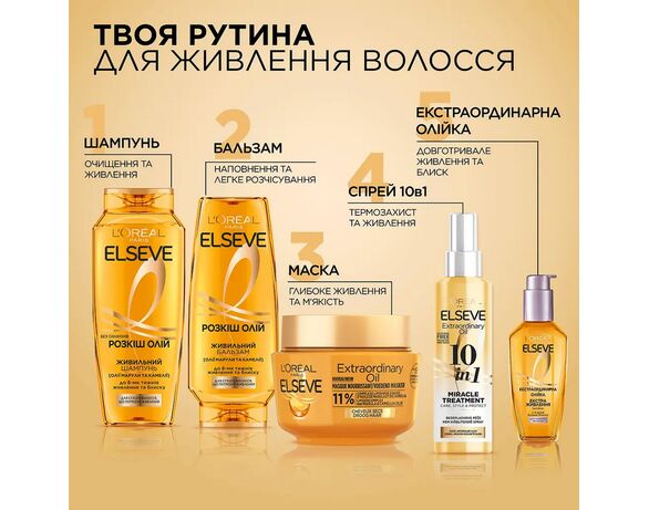 Шампунь для сухого волосся LOREAL ELSEVE Розкіш олій 400 мл картинка 6 в інтернет-магазині Аврора