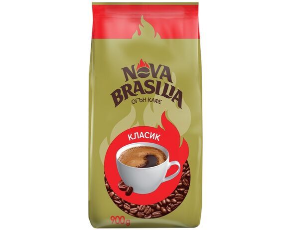 Кава натуральна смажена в зернах NOVA BRASILIA Classic 900 г Аврора з доставкою