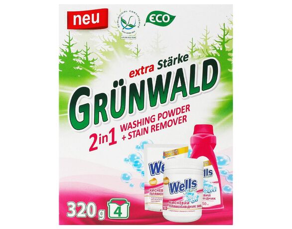Порошок для прання безфосфатний універсальний 2в1 Grunwald Stain remover 320 г в Аврорі