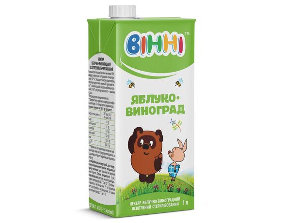 Нектар освітлений Вінні Яблуко-виноград 1 л Аврора каталог