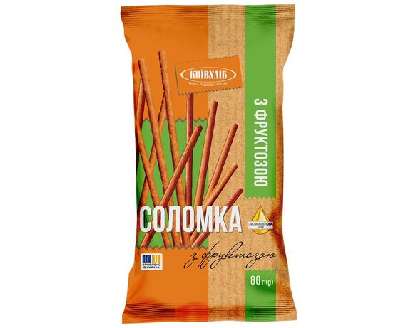 Соломка солодка з фруктозою КИЇВХЛІБ 80 г Аврора ціна