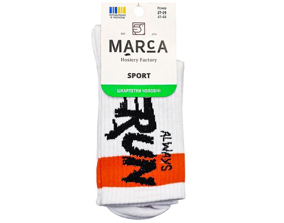 Шкарпетки чоловічі демісезонні високі резинка Marca напис Run р.27-29 Аврора вартість