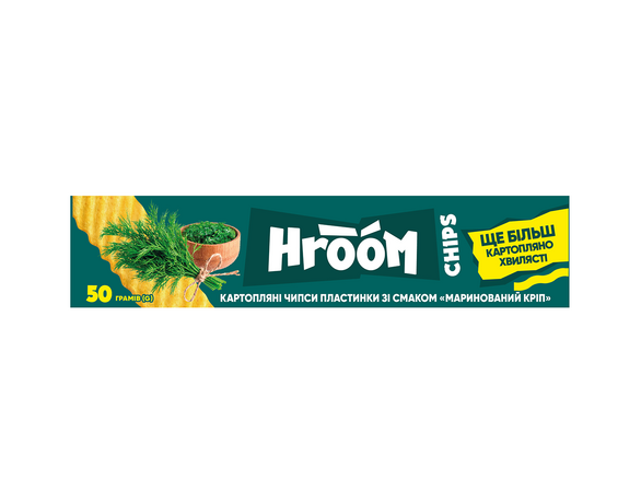 Чипси картопляні пластинки HROOM Маринований кріп 50 г Аврора дешево