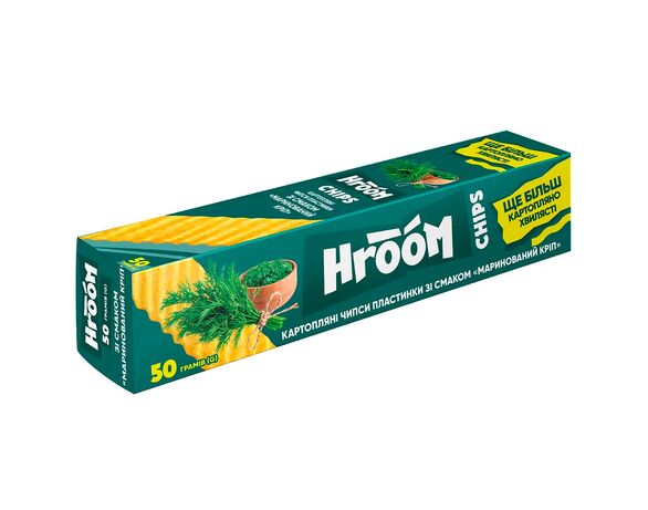 Чипси картопляні пластинки HROOM Маринований кріп 50 г картинка 2 в інтернет-магазині Аврора