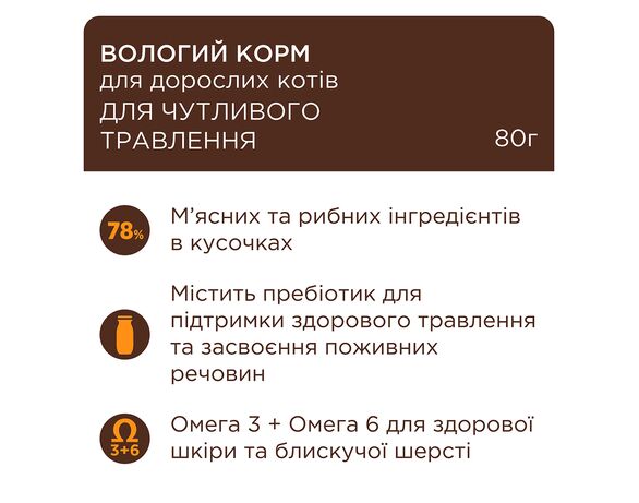 Корм для дорослих котів C4Р Premium Чутливе травлення пауч 80 г картинка 3 в Аврорі