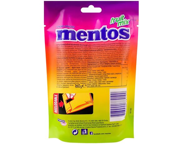 Драже жувальне Mentos Фруктовий мікс 160 г Аврора картинка 2 каталог