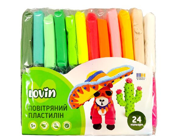 Набір пластиліну для ліпки повітряного Lovin 24 кольори Аврора вартість