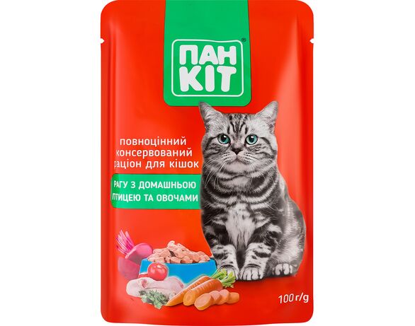 Корм для котів Пан Кіт Домашня птиця пауч 100 г Аврора купити