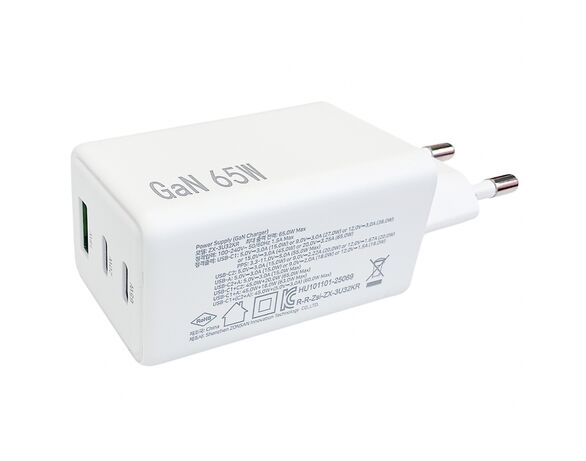 Адаптер зарядний мережевий 2Type-C+USB Аврора картинка 2 вартість