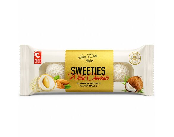 Цукерки вафельні білий шоколад ODDIE Sweeties кокос, мигдаль 30 г Аврора ціна