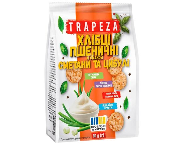 Хлібці-міні пшеничні TRAPEZA Сметана з цибулею 90 г Аврора з доставкою