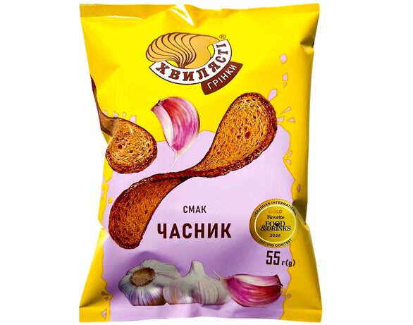 Грінки житньо-пшеничні ХВИЛЯСТІ зі смаком часнику 55 г Аврора недорого