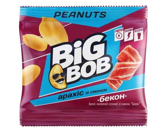 Арахіс смажений солоний BIG BOB зі смаком бекон 30 г Аврора вартість