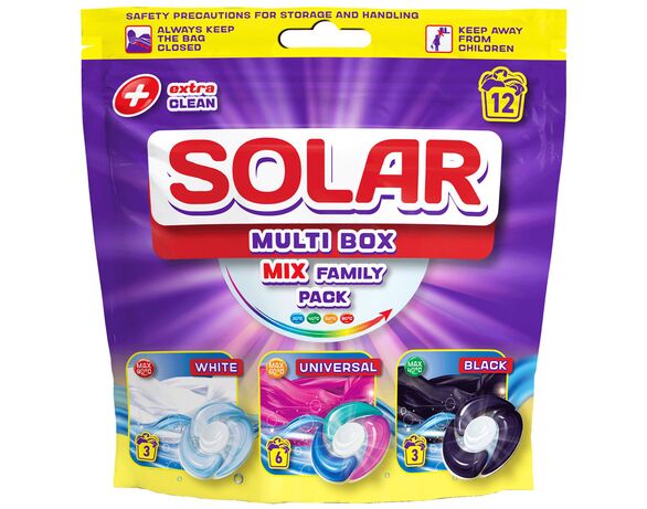 Капсули для прання білих речей Solar MULTI BOX 20 г х 12 шт/уп Аврора фото