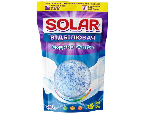 Відбілювач для тканин кисневий Solar OxyPRO White 200 г в інтернет-магазині Аврора