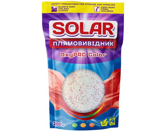 Плямовивідник для тканин кисневий Solar OxyPRO Color 200 г Аврора відгуки